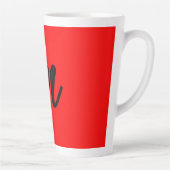 Zwart Rood Monogram Initiaal Letter Modern Plain Latte Mok (Rechts)