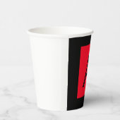 Zwart Rood Monogram Initiaal Letter Modern Plain Papieren Bekers (Rechts)