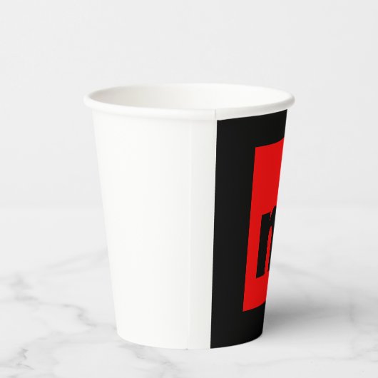 Zwart Rood Monogram Initiaal Letter Modern Plain Papieren Bekers (Rechts)