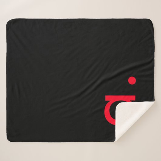 Zwart Rood Monogram Initiaal Letter Modern Plain Sherpa Deken (Voorkant (horizontaal))