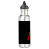 Zwart Rood Monogram Initiaal Letter Modern Plain Waterfles (Links)