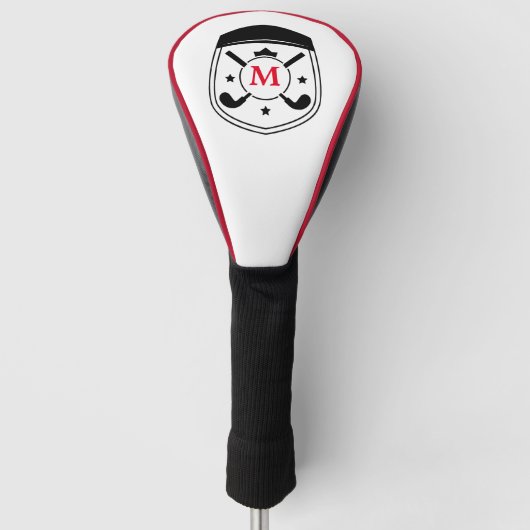 Zwart-rood monogram op maat golfheadcover (Voorkant)