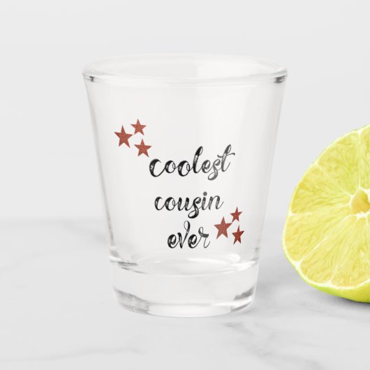 Zwart-rood — oudste neef shot glas (Voorkant)