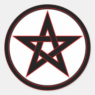 Zwart & rood pentakel ronde sticker
