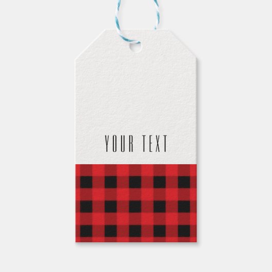 Zwart Rood Plaid Buffel Checker Patroon Modern Cadeaulabel (Voorkant)