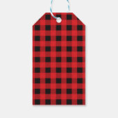 Zwart Rood Plaid Buffel Checker Patroon Modern Cadeaulabel (Achterkant)