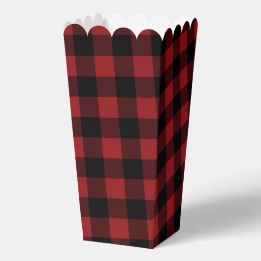 Zwart Rood Plaid Check Popcorn Box Bedankdoosjes (Voorkant)