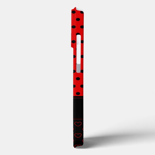 Zwart-rood-poolpuntpatroon, aangepaste naam Case-Mate iPhone case (Achterkant / Links)