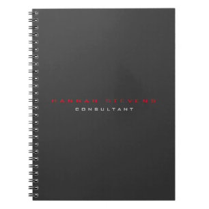 Zwart Rood Professioneel Minimalistisch Notitieboek