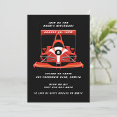 Zwart Rood Race Auto Verjaardagsfeest Kaart (Staand voorkant)