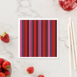 Zwart rood roze verticale strepen design klassiek servet