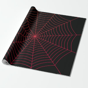 Zwart rood spinnenweb Halloween patroon Cadeaupapier