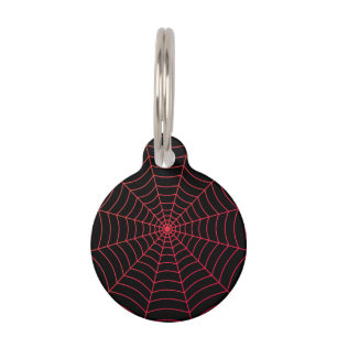 Zwart rood spinnenweb Halloween patroon Huisdierpenning