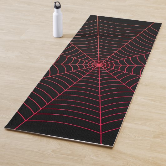 Zwart rood spinnenweb Halloween patroon Yogamat (In situ)