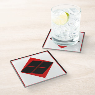  Zwart Rood Takeda Japan Mon Oosterse Kunst Glazen Onderzetter