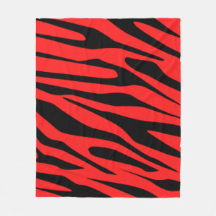 Zwart - Rood Tinten Tijger Naadloos Patroon  Fleece Deken