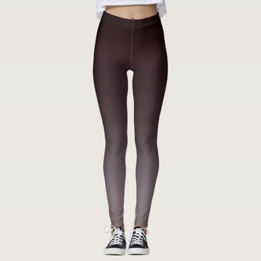 Zwart rood tot grijs ombre gradiënt vervagen leggings (Voorkant)