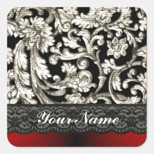 Zwart-rood vocht patroon vierkante sticker