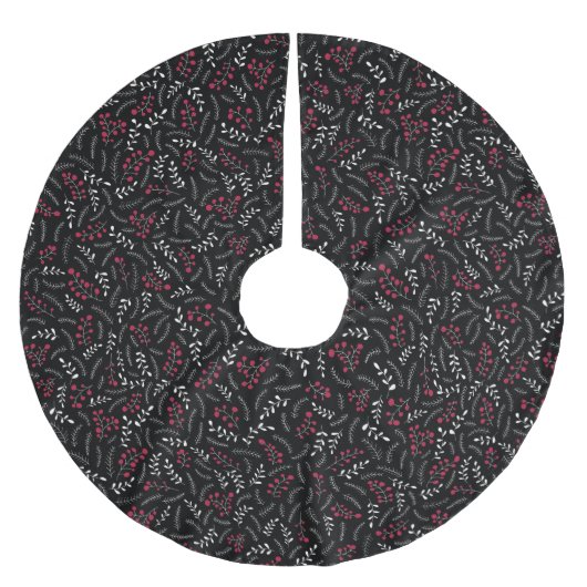 Zwart rood wit bladpatroon kerstboom rok (Voorkant)