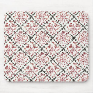 Zwart Rood Wit Bloemmotief Muismat