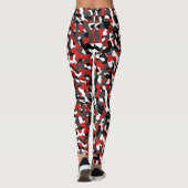 Zwart rood wit Camouflage afdrukpatroon Leggings (Achterkant)