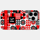  zwart rood wit geometrisch Case-Mate iPhone case (Achterkant (horizontaal))