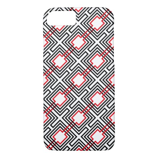 Zwart rood & wit geometrisch Case-Mate iPhone case (Achterkant)
