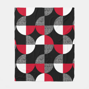 Zwart, rood, wit geometrisch geruite patroon. fleece deken