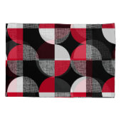 Zwart, rood, wit geometrisch geruite patroon. kussensloop (Achterkant)