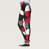 Zwart, rood, wit geometrisch geruite patroon. leggings (Links)