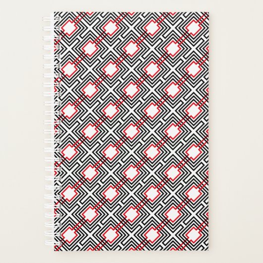 Zwart rood & wit geometrisch planner (Voorkant)