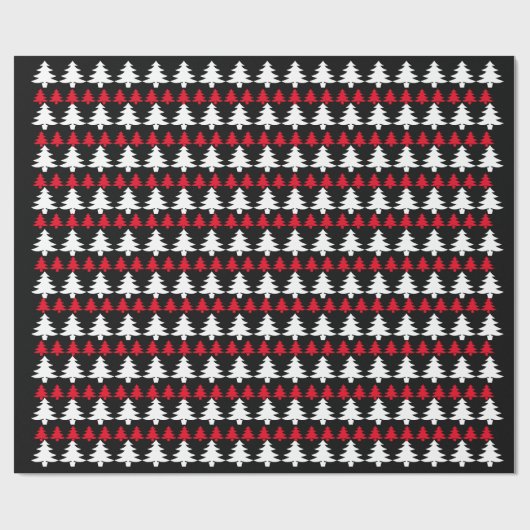 Zwart Rood & Wit Kerstboom Wrapping Papier (Vlak)