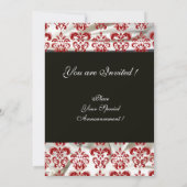 ZWART ROOD WIT ZIJDE DAMAST STOF MONOGRAM KAART (Achterkant)