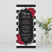 Zwart Rood Wit Zilver Menu Kaart (Staand voorkant)