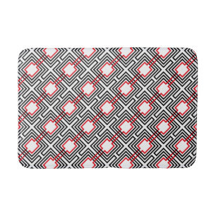 Zwart Rood & Witte Geometrisch Badmat