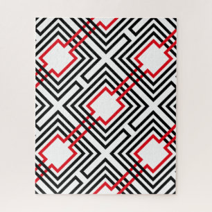 Zwart Rood & Witte Geometrisch Legpuzzel