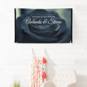 Zwart Roos Dark Gothic Flower Wedding Welkom Spandoek (Insitu)