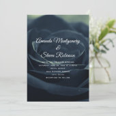 Zwart Roos Donker Gotisch Bloem Foto Bruiloft Kaart (Staand voorkant)