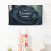 Zwart Roos Flower Dark Gothic Verjaardag Welkom Spandoek (Insitu)