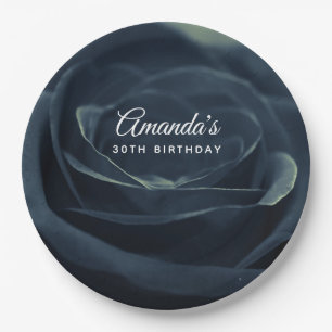 Zwart Roos Flower Dark Gothic Vibe Verjaardag Papieren Bordje