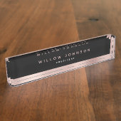 Zwart Roos Gold Classy Executive Business Gift Naambordje (Zijkant)