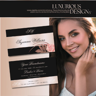 Zwart Roos Gold Decor Cute Flower met Initialen Visitekaartje