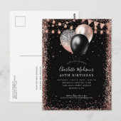 Zwart Roos Gold Glitter-ballon Elke dag Briefkaart (Voorkant / Achterkant)