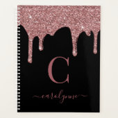 Zwart Roos Gold Glitter Drift Sparkle Monogram Planner (Voorkant)