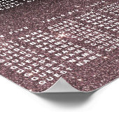 Zwart Roos Gold Glitter Floral Seating Chart Poster (Hoek)