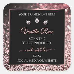 Zwart Roos Gold Glitter Product Labels diamanten