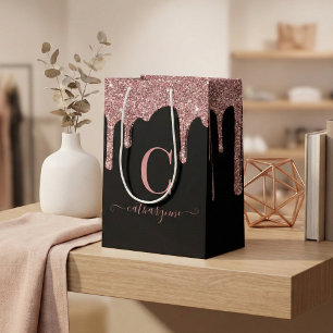 Zwart Roos Gold Sparkle Driving Glitter Monogram Medium Cadeauzakje