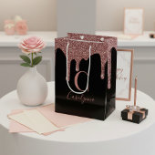 Zwart Roos Gold Sparkle Driving Glitter Monogram Medium Cadeauzakje