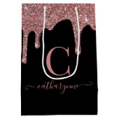 Zwart Roos Gold Sparkle Driving Glitter Monogram Medium Cadeauzakje (Achterkant)