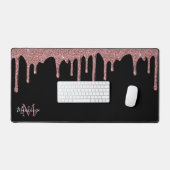 Zwart Roos Gold Sparkle Glitter Drift Monogram Bureaumat (Keyboard & Muis)